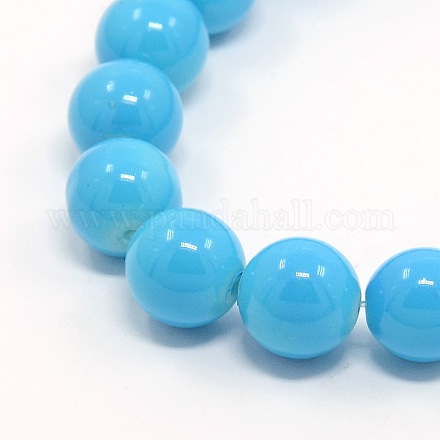 DeepSky Blue Round Painted Glass Beads Strands X-DGLA-R003-12mm-4-1