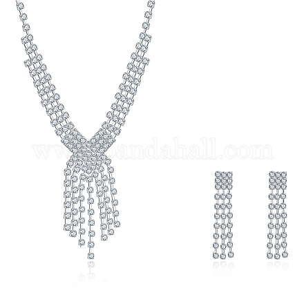Splendente set di gioielli in ottone strass nozze sposa SJEW-BB15882-1