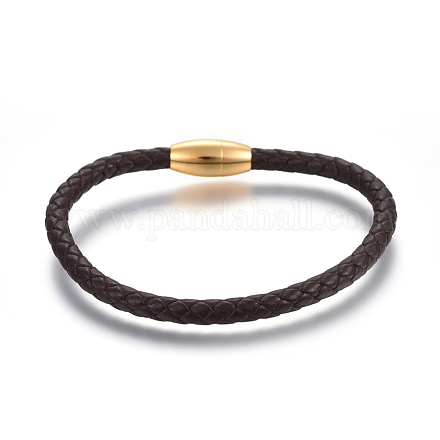 Кожаные браслеты плетеного шнура BJEW-E352-03B-G-1