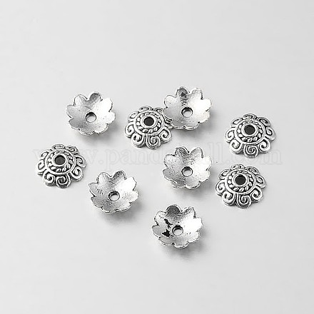 Tibetischen Stil Legierung Blume Perlenkappen X-TIBEB-O004-16-1