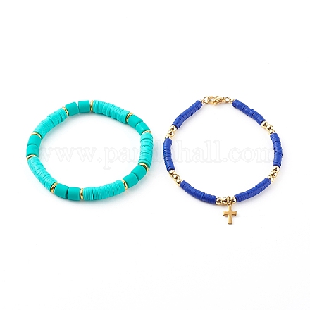 Bracciali elasticizzati e set di braccialetti con ciondoli BJEW-JB06134-1