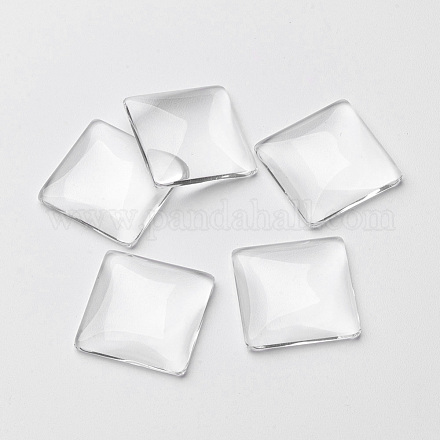 Transparent Glass Square Cabochons X-GGLA-S022-20mm-1