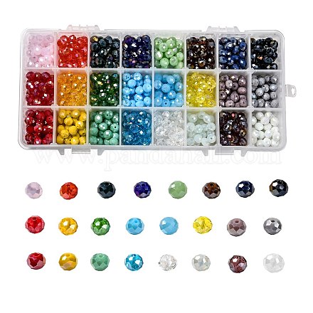 Perles de verre galvanisées 24 couleurs EGLA-JP0002-04B-8mm-1