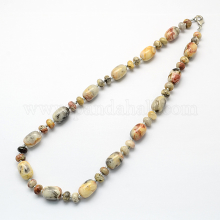 Collares de abalorios de piedras preciosas de moda NJEW-R208-21-1