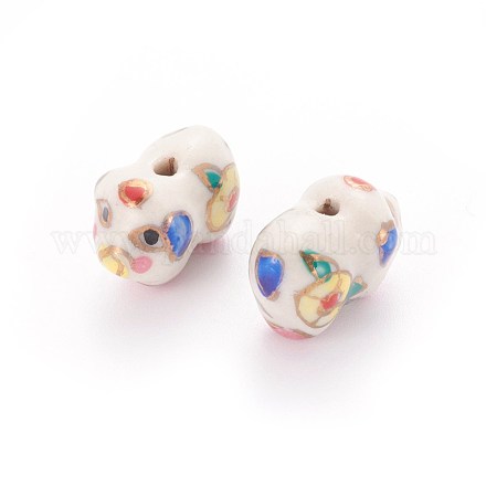 Handmade Printed Porcelain Beads PORC-E015-15A-1