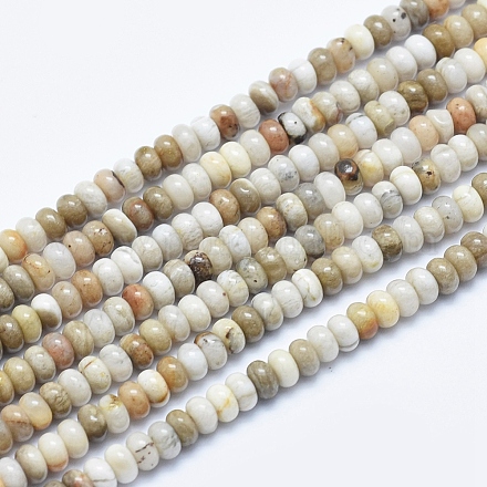 Chapelets de perles de feuille d'argent en jaspe naturel G-E444-36B-1