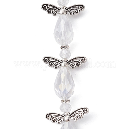 Fili di perle di vetro trasparente elettrolitico a forma di fata angelo AJEW-JB01172-03-1