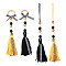 4Pcs 2 Style Senior Year Theme Woolen Yarn Tassels Pendant Decorations, with Wooden Beads, Mixed Color, 250~305mm, 4pcs/bag