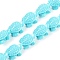 Synthetic Coral Carved Beads Strands, Dyed, Tortoise, Cyan, 15x12x6.5mm, Hole: 1.4mm, about 22pcs/strand, 12.01 inch(30.5cm)