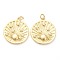 Brass Micro Pave Clear Cubic Zirconia Pendants, Long-Lasting Plated, Flat Round with Planet, Real 18K Gold Plated, 22x20x3mm, Hole: 3.5mm