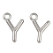 304 Stainless Steel Charms, Polished, Stainless Steel Color, Letter Y, 9x7x2mm, Hole: 1.2mm