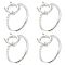 4Pcs Adjustable Brass Solitaire Ring Settings, Prong Ring Settings, Oval, 925 Sterling Silver Plated, Inner Diameter: 17.6mm, Tray: 10x8mm