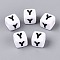 Opaque Acrylic Beads, Cube with Number, with Enamel, Black, Letter Y, 7.5~8x7.5~8x8~8.5mm, Hole: 3.6~4mm, about 1200pcs/500g