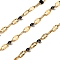 304 Stainless Steel Dapped Chains, with Enamel, Soldered, with Spool, Real 18K Gold Plated, Black, 2mm