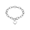 S925 Sterling Silver Heart Charm Chain Bracelets, Platinum, 6-1/4 inch(16cm)
