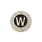 Letter Enamel Pins, Alloy Brooches for Backpack Clothes, with Clear Cubic Zirconia , Letter W, 17.8x17mm