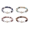 Cross Natural & Synthetic Mixed Gemstone Beaded Stretch Bracelets for Women, Inner Diameter: 2-5/8~2-3/4 inch(6.8~7cm)