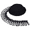 5 Yards Polyester Lace Ribbon, Tassel Lace Ribbon, Black, 3-5/8 ~3-3/4 inch(93~95mm)