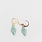 Ocean Theme Alloy Enamel Conch Leverback Earrings, Golden, Pale Turquoise, 32x9mm