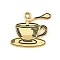 Blended Coffee Alloy Enamel Pendants, Golden, Coffee Cup, 21x24x2mm, Hole: 2mm