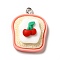 Opaque Resin Pendants, with Platinum Tone Iron Loops, Imitation Food, Bread Charm, Red, 26x20.5x10mm, Hole: 2.2mm