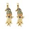 Brass Micro Pave Cubic Zirconia Pendants, Bird, Real 18K Gold Plated, 30.5x12x4mm, Hole: 4.5x2.5mm