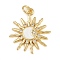 Brass Micro Pave Cubic Zirconia Pendants, Sun, with Enamel, Long-Lasting Plated, Cadmium Free & Lead Free, Rack Plating, Golden, White, 22.5x20x2mm, Hole: 3mm