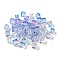Two Tone Transparent Glass Beads, Cube, Violet, 6x6x7mm, Hole: 1.4mm