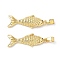 Brass Pendants, Fish, Real 18K Gold Plated, 22.5x9x3.5mm, Hole: 4.5mm