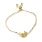 Rack Plating Brass Micro Pave Clear Cubic Zirconia Box Chain Butterfly Moon Link Slider Bracelets, Lead Free & Cadmium Free, Long-Lasting Plated, Golden, 9-1/2 inch(24cm)