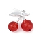 Alloy & Acrylic Pendants, Cherry, Platinum, 30x28.5x14mm, Hole: 2mm
