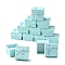 12Pcs Valentines Day Presents Packages Cardboard Ring Boxes, with Satin Ribbons Bowknot Outside, Square, Sky Blue, 4.1x4.1x2.6cm