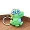 PVC Plastic Keychian, Cartoon Dinosaur, Green, Pendant: 4.3x3.8cm