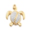 304 Stainless Steel Polymer Clay Rhinestone Pendants, Vacuum Plating, Turtle, 30x24x4mm, Hole: 1.5mm