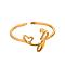 304 Stainless Steel Cuff Rings for Women, Heart with LetterA~Z, Real 18K Gold Plated, Letter Z, 10mm, inner diameter: adjustable.