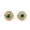 Brass Micro Pave Cubic Zirconia Pendants, with Glass, Flower, Real 18K Gold Plated, 9x9.5mm, Hole: 3.5mm