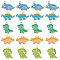 40pcs 5 Styles Alloy Enamel Pendants, Light Gold, Dinosaur Charms, Mixed Color, 15~22x19~25x1~1.5mm, Hole: 1.8mm, 8pcs/style
