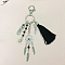 Alloy Feather Keychains, with Tassel, Black, 17.2x6cm