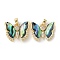 Brass Clear Cubic Zirconia Pendants, Natural Paua Shell Butterfly Charms, Golden, 16x20x4.5mm, Hole: 4x2.5mm