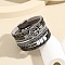 Tree of Life Link PU Leather Multi-strand Bracelet, with Magnetic Clasp, Gray, 7-5/8 inch(19.5cm)