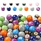 50Pcs 10 Colors Handmade Porcelain Beads, Bright Glazed Porcelain, Round, Mixed Color, 6~8x5.5~8mm, Hole: 1.5~2.5mm, 5pcs/color