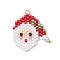 Christmas Themed Glass Seed Beaded Pendants, with 304 Stainless Steel Jump Rings, Santa Claus, 25x25x4mm, Hole: 2.5mm