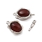 Brass Box Clasps, with Natural Agate, Oval, 11.5x19x9mm, Hole: 1.2mm