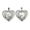 Natural Howlite Peach Love Heart Pendants, Rack Plating Brass Hollow Heart Charms, Cadmium Free & Lead Free, 29.5x30.5x7.5mm, Hole: 7.5x5mm