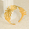 Europe and America Style 304 Stainless Steel Cuff Bangles for women, Flower, Real 18K Gold Plated, Inner Diameter: 2-3/8 inch(6cm)