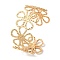 304 Stainless Steel Cuff Bangles, Wide Band Bangles for Women, Golden, Flower, 1-1/4 inch(3.15cm), Inner Diameter: 2-1/4x2 inch(5.85x4.95cm) 