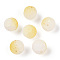 Frosted Baking Painted Crackle Glass Beads with Glitter Powder, Two Tone, Round, Champagne Yellow, 10x9.5mm, Hole: 1.8mm