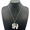 Fashionable Alloy Pave Natural Paua Shell Pendant Necklaces, Platinum, Elephant