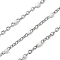 304 Stainless Steel Enamel Link Chains, Unwelded, with Spool, Stainless Steel Color, White, 2x1.7x0.4mm, about 65.62 Feet(20m)/Roll