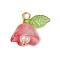 Glass Charms, Flower, with Acrylic & Plastic Imitation Pearl Beads & Golden Brass Loop, Tomato, 13.5x13x11mm, Hole: 2mm